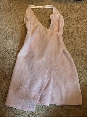 Princess Polly Pink Glitter Halter Dress | Size 4